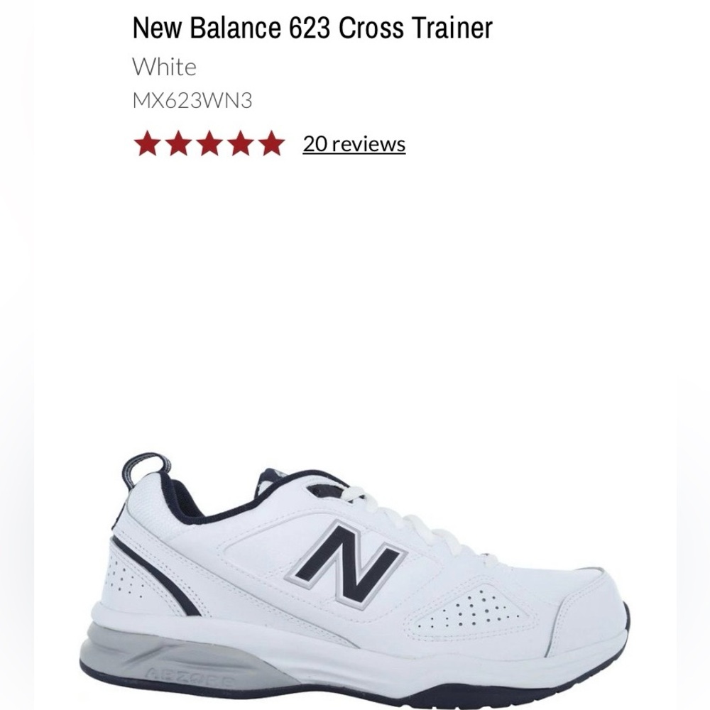 New Balance Men's White and Navy Sneakers
Perfect for walking or any activity